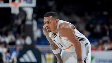 Rathan-Mayes, jugador del Real Madrid, durante el partido de Euroliga que enfrentó al Real Madrid y Zalgiris en la jornada 15, en el WiZink Center.12/12/24