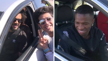 Marcelo y Vinicius firmaron a los fans tras el entrenamiento