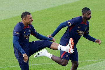 Kylian Mbappe has returned to PSG training, alongside new signing and close friend Ousmane Dembele.