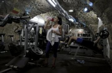 Anoush Belian entrenando en un gimnasio de la Ciudad Vieja de Jerusalén. 