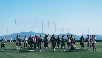 Los jugadores del Celta durante un entrenamiento en la Ciudad Deportiva Afouteza.