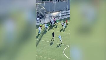 Football coach punched in face in shocking lower-league brawl