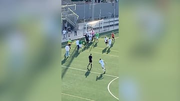 Football coach punched in face in shocking lower-league brawl