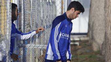 Edu García, tras un entrenamiento del Real Zaragoza.