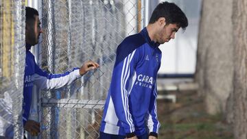 Edu Garc&iacute;a, tras un entrenamiento del Real Zaragoza.