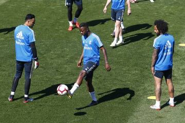 Vinicius, Keylor and Marclo at training.