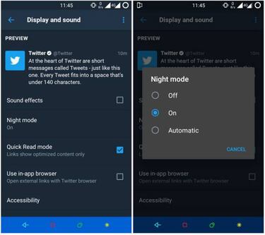 Twitter pondrá el modo noche de forma automática