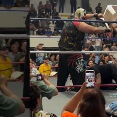 Abuela invade ring, da sillazo a luchador y se lleva los aplausos