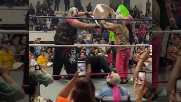 Abuela invade ring, da sillazo a luchador y se lleva los aplausos