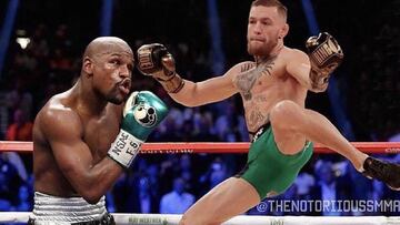 Conor McGregor mand&oacute; un nuevo desaf&iacute;o a Floyd Mayweather para luchar en UFC con un montaje en el que aparece dispuesto a patear la cabeza del boxeador en una pelea.