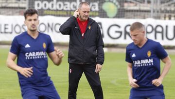 V&iacute;ctor, durante el entrenamiento del Zaragoza.