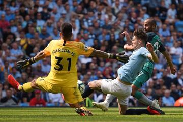 Manchester City keeper Ederson in action against Spurs