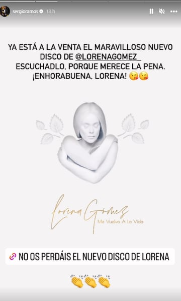 Sergio Ramos promociona el disco de su cuñada Lorena Gómez.