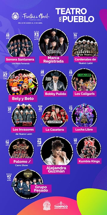 Cartelera del Teatro de Pueblo de las Fiestas de Abril Tampico 2024