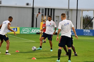 Con el regreso de Alfredo Morelos, el combinando nacional realizó su último entrenamiento antes del partido en el estadio Metropolitano de Barranquilla.