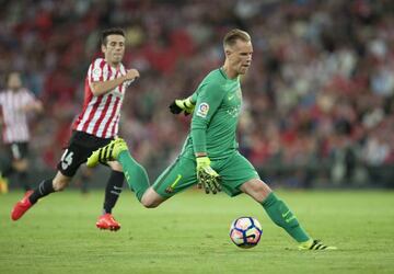 ter Stegen is known for his ability to play the ball on the ground and completed a record number of passes against Athletic on Saturday evening.