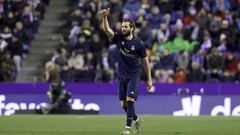 Nacho celebra su gol ante el Valladolid.