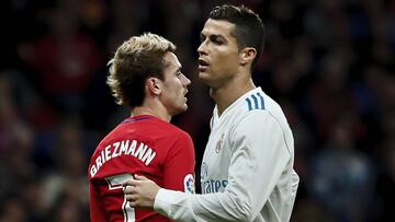 Griezmann y Cristiano, durante el partido en el Wanda Metropolitano.