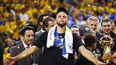 Curry celebra uno de los t&iacute;tulos con los Warriors