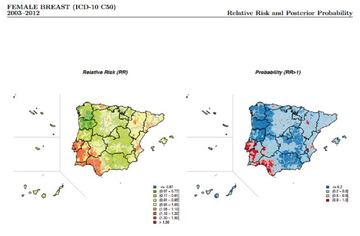 El mapa del cáncer de España y Portugal tiene sorprendentes patrones en los dos países.