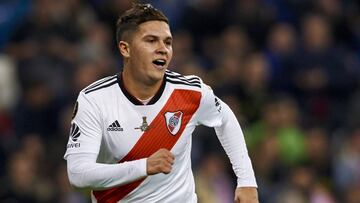 Quintero celebra su gol de la final de la Copa Libertadores.