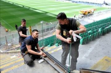 Los preparativos de San Siro para la Champions en imágenes