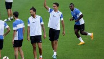 Weligton, en el entrenamiento del Málaga.