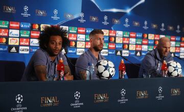 Marcelo, Sergio Ramos y Zinedine Zidane.