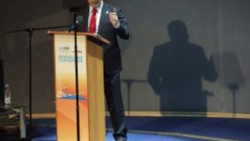 El presidente de la candidatura ol&iacute;mpica Madrid 2020, Alejandro Blanco, pronuncia su discurso.
