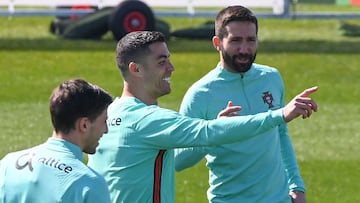 Cristiano Ronaldo durante un entrenamiento de Portugal.