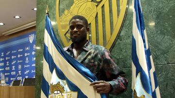 Alfred N'Diaye en su segunda presentación como malaguista.