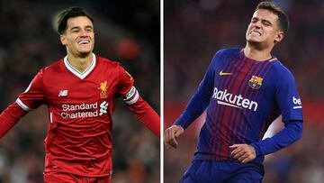 Coutinho con el Liverpool y Barcelona.