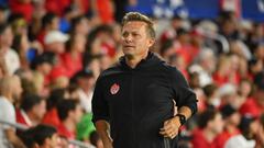 ORLANDO, FLORIDA - JUNE 29: Jesse Marsch, Head Coach of Canada gestures during the CONMEBOL Copa America 2024 Group A match between Canada and Chile at Exploria Stadium on June 29, 2024 in Orlando, Florida.   Julio Aguilar/Getty Images/AFP (Photo by Julio Aguilar / GETTY IMAGES NORTH AMERICA / Getty Images via AFP)