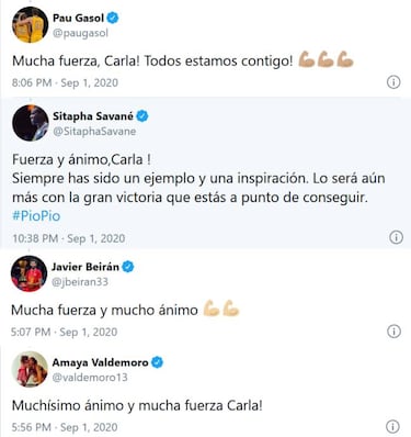 Impresionante apoyo del mundo del deporte y la sociedad a Carla: más de 6 mil mensajes