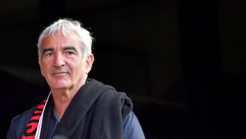 (FILES) In this file photo taken on August 19, 2017 French national football team former head coach Raymond Domenech attends the French L1 football match Rennes vs Dijon at the Roazhon Park stadium in Rennes, western France. - Former France coach Raymond 