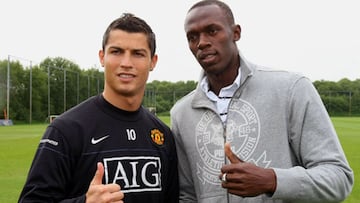 Cristiano and Bolt, together during the Portuguese's previous spell at United.