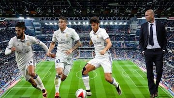 Isco, James Rodríguez, Asensio y Zidane.
