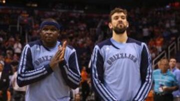 Zach Randolph y Marc Gasol, durante un partido con los Grizzlies.