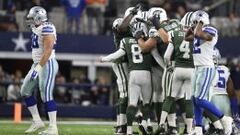 Los Jets celebran la victoria ante los Cowboys.