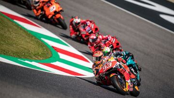 Marc Márquez tirando en Mugello.