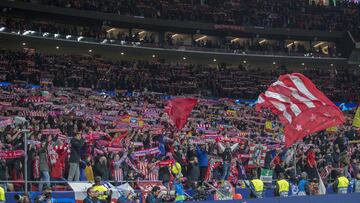 La afición del Atlético en un partido en el Wanda Metropolitano.