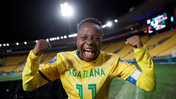 Soccer Football - FIFA Women’s World Cup Australia and New Zealand 2023 - Group G - South Africa v Italy - Wellington Regional Stadium, Wellington, New Zealand - August 2, 2023 South Africa's Thembi Kgatlana celebrates after the match as South Africa qualify for the knockout stages of the World Cup REUTERS/Amanda Perobelli TPX IMAGES OF THE DAY