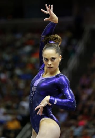 La estadounidense McKayla Maroney durante la competición nacional de suelo.