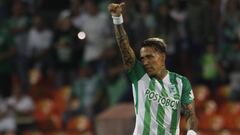 Dayro Moreno celebrando su gol en el triunfo de Nacional sobre Delf&iacute;n por la fecha 2 de Copa Libertadores