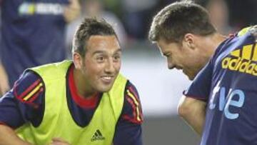 Cazorla durante un entrenamiento de la Selección.