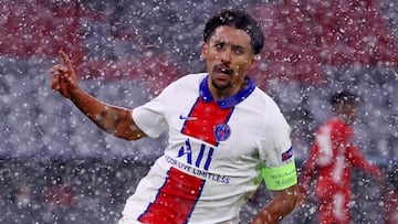 Marquinhos celebra su gol contra el Bayern Munich.