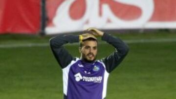 Pedro León, en el entrenamiento de ayer.