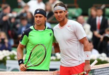 David Ferrer y Rafa Nadal posan antes de comenzar el partido