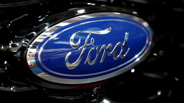 FILE PHOTO: The Ford logo is pictured at the 2019 Frankfurt Motor Show (IAA) in Frankfurt, Germany. REUTERS/Wolfgang Rattay/File Photo
