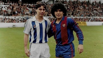 López Ufarte, con Maradona.